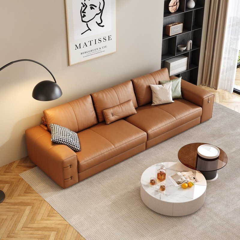 Hot Sale Italian genuine 2 seater latex sofa set modern Nordic couch sofa top layer cowhide leather sofa