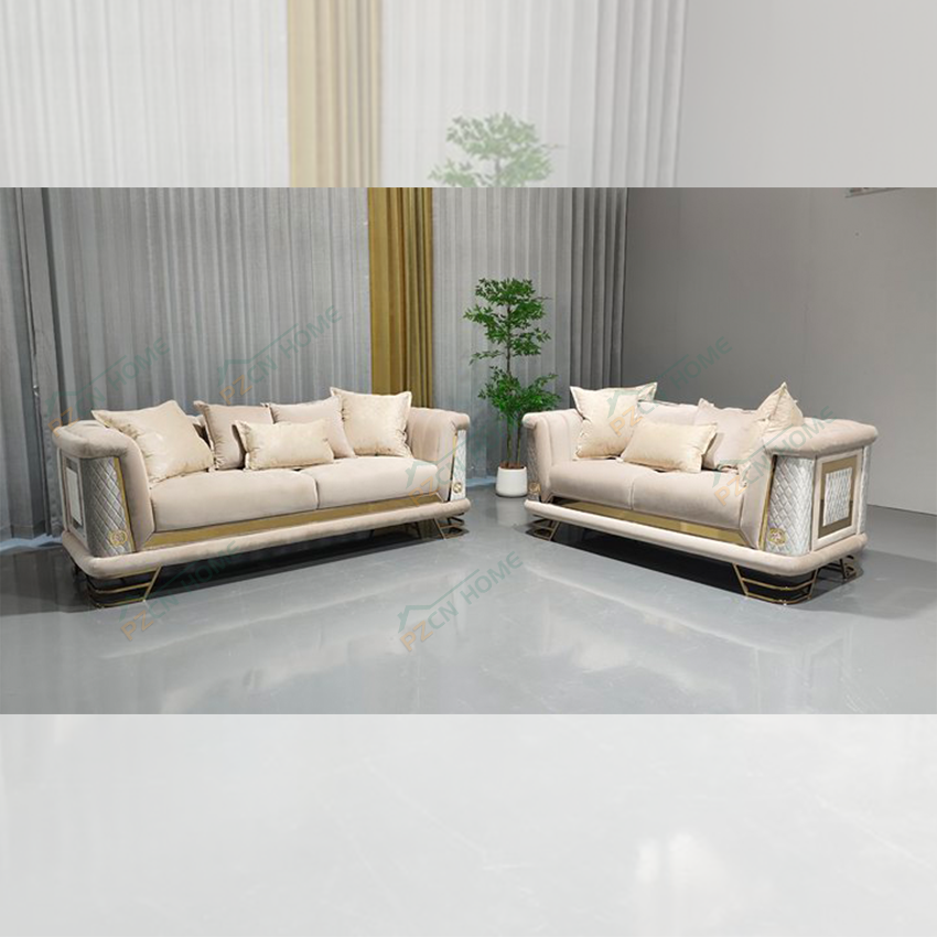 PZCN HOME Luxury Frame Modern Style Leather Customized Rooms Set Velvet Chocolate Furniture Living Room 3 Sofa