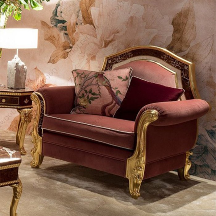 high end antique luxury pink and gold rococo style sofa sea shell French rococo living room furniture for girl women lady