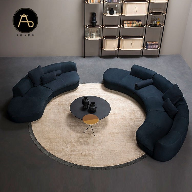 Italian design home furniture sofa set luxury sofa living room modern round leather big U shape sofas