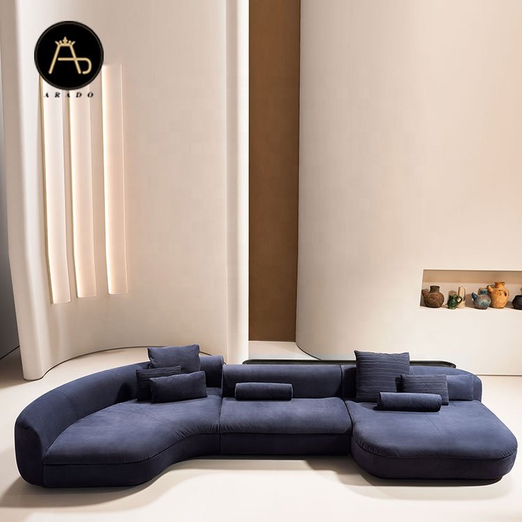 Italian design home furniture sofa set luxury sofa living room modern round leather big U shape sofas