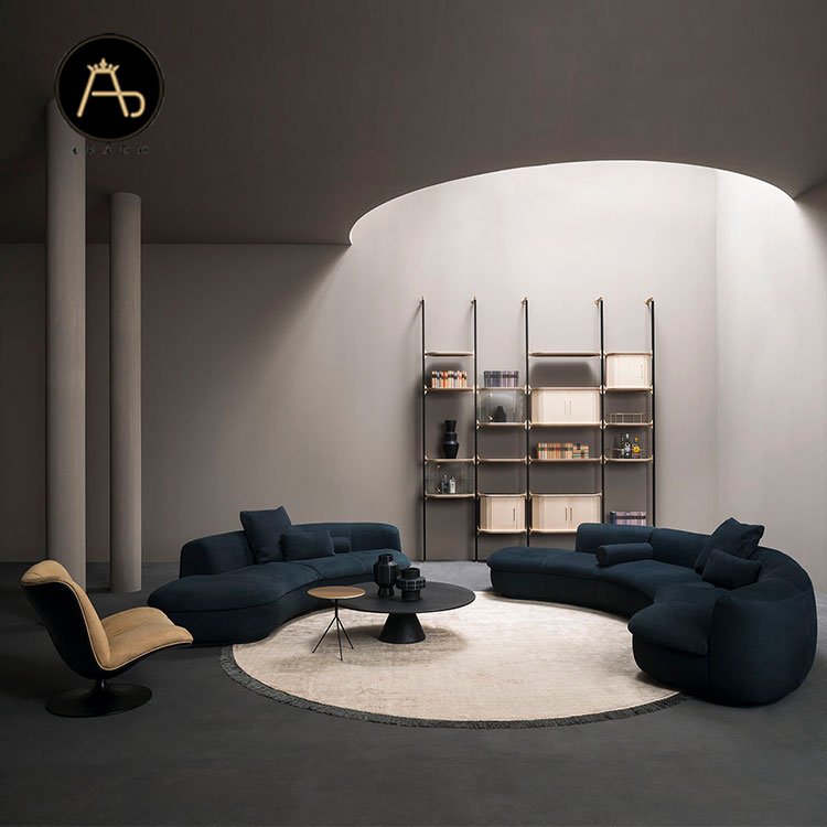 Italian design home furniture sofa set luxury sofa living room modern round leather big U shape sofas