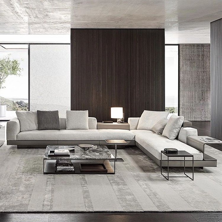 live room light luxury italian design modern l shape sectional set modern leather furniture living room sofas