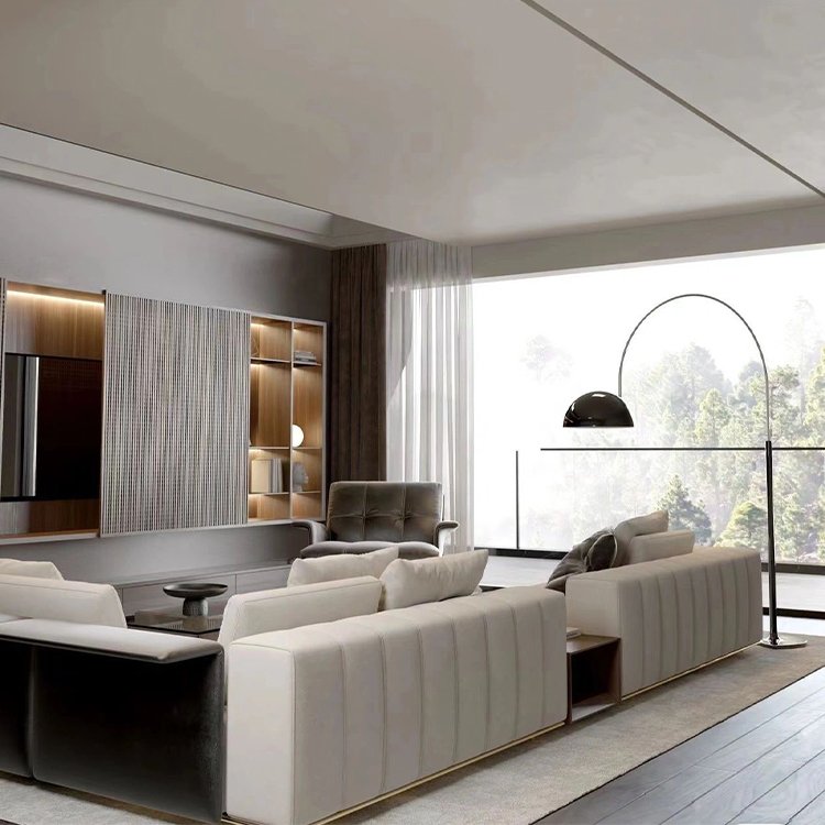 live room light luxury italian design modern l shape sectional set modern leather furniture living room sofas