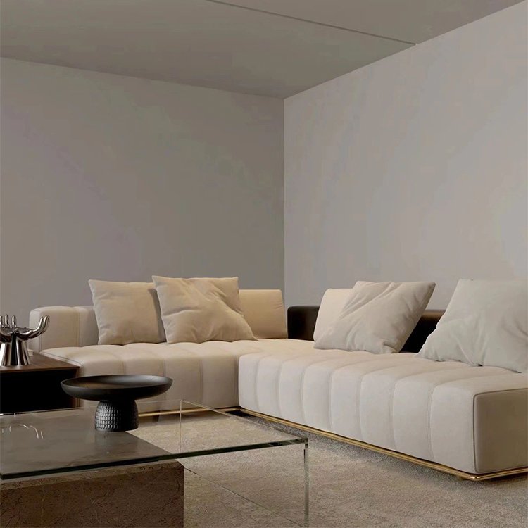 live room light luxury italian design modern l shape sectional set modern leather furniture living room sofas
