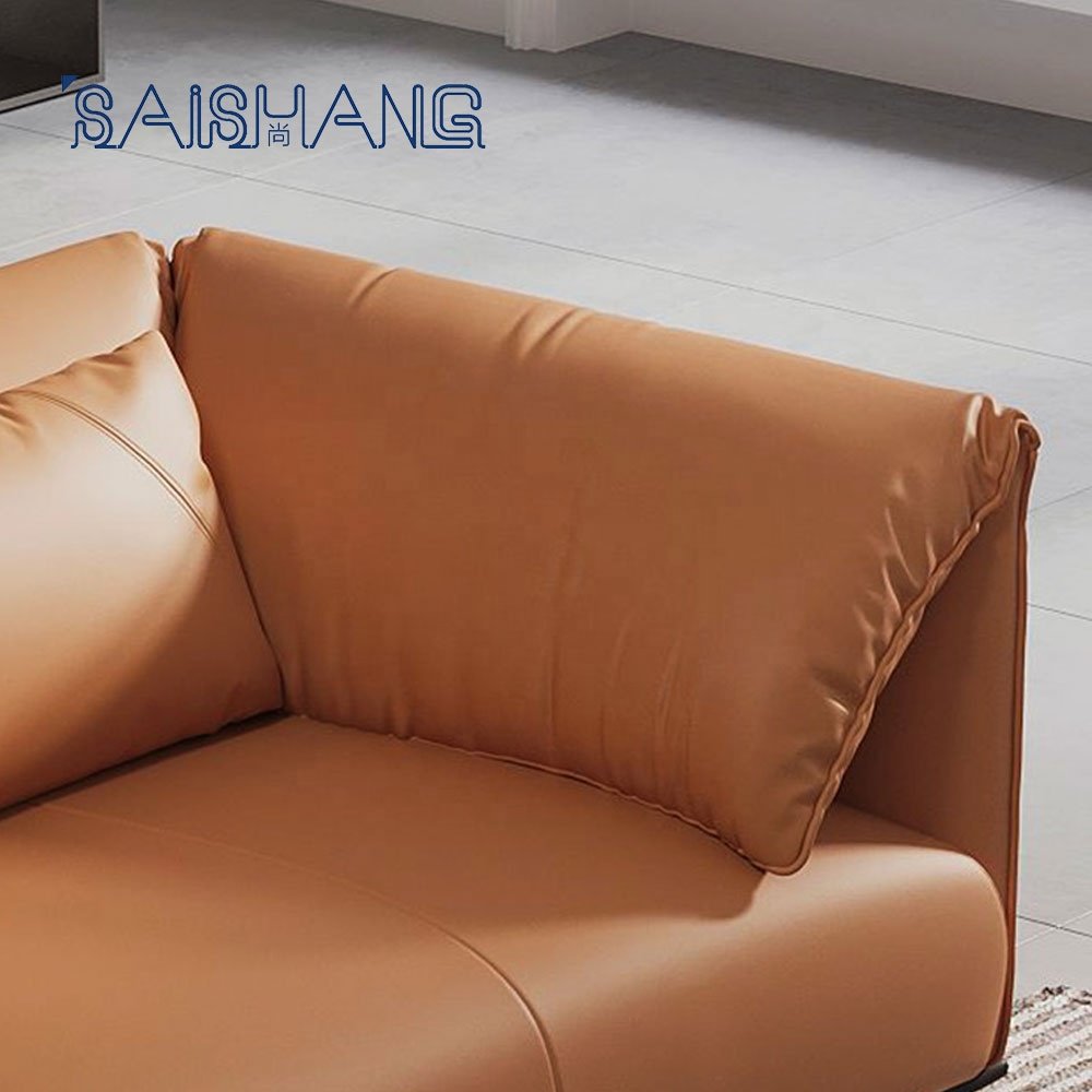 Factory direct sell design armrest sofa Black metal comfortable leather high density foam couches living room