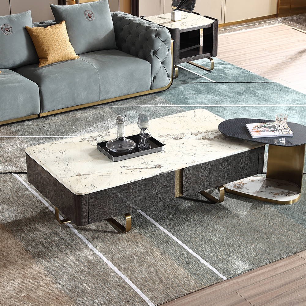 Italian Minimalist Genuine Leather Sofa Living Room Sofa Set Straight Row Three Seater Furniture Sofa