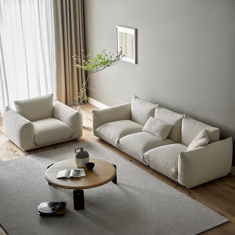 Soft and comfortable fabric bread sofa small apartment 3-seater fabric sofa living room sofa