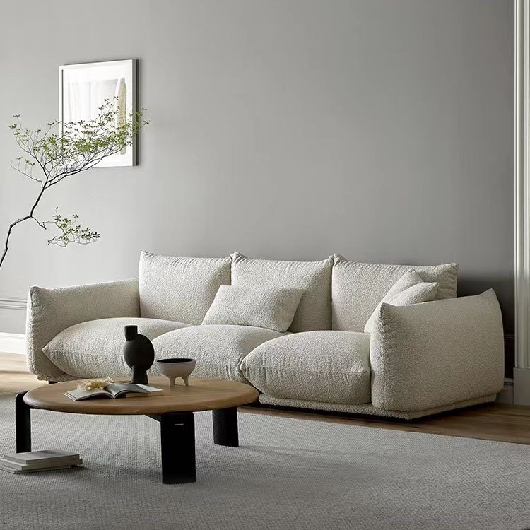 Soft and comfortable fabric bread sofa small apartment 3-seater fabric sofa living room sofa