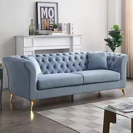 Moredesign Modern Designs Home Furniture Set 3 Seat Couch Velvet Metal leather Sectional Living Room Sofa