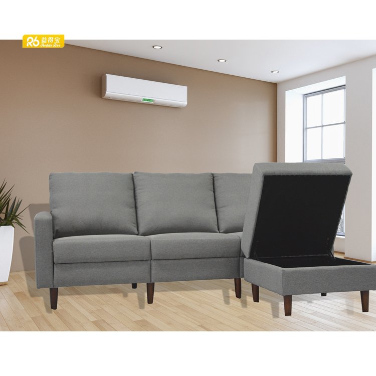 Convertible Sectional Tiny Sofa Couch for Living Room, Reversible Chaise with Modern Linen Fabric, L-Shaped 3-seat Sofa Couch