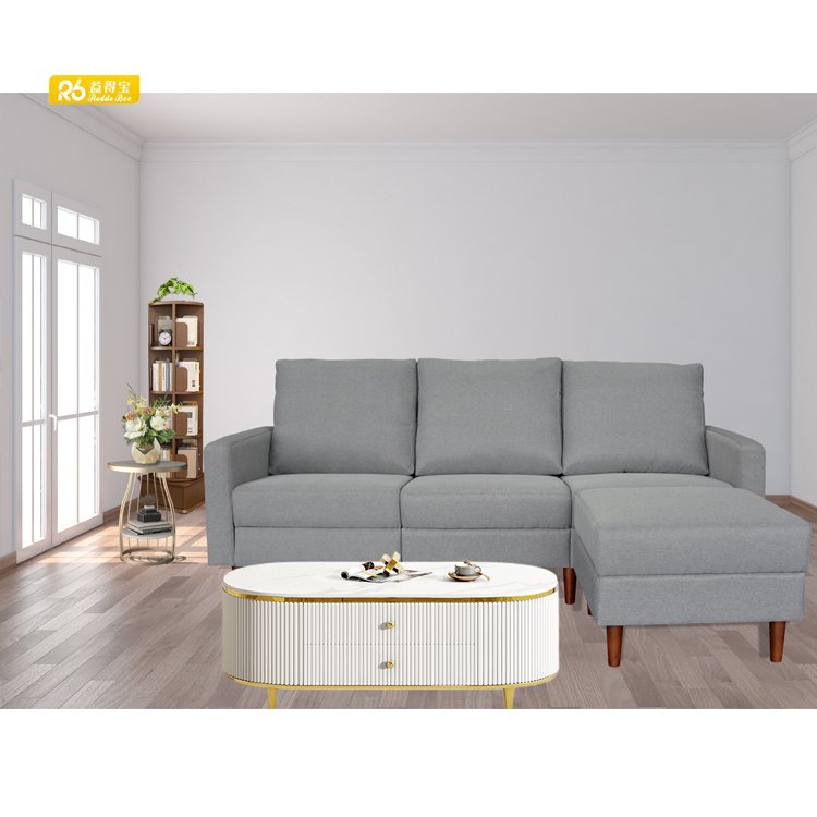 Convertible Sectional Tiny Sofa Couch for Living Room, Reversible Chaise with Modern Linen Fabric, L-Shaped 3-seat Sofa Couch