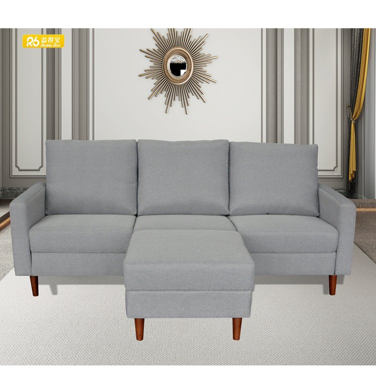 Convertible Sectional Tiny Sofa Couch for Living Room, Reversible Chaise with Modern Linen Fabric, L-Shaped 3-seat Sofa Couch