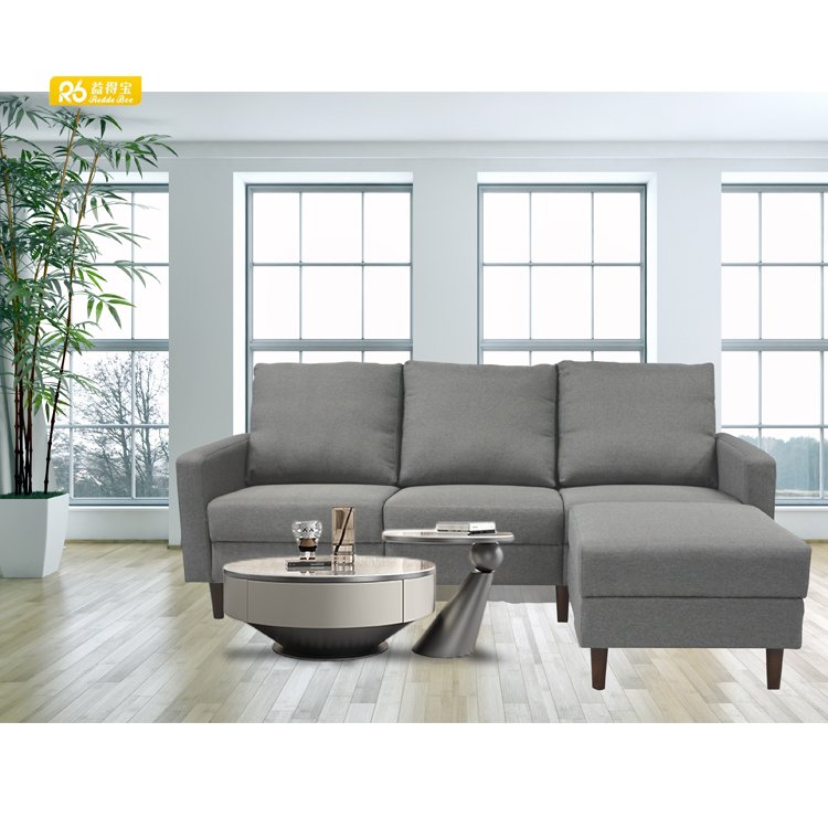 Convertible Sectional Tiny Sofa Couch for Living Room, Reversible Chaise with Modern Linen Fabric, L-Shaped 3-seat Sofa Couch