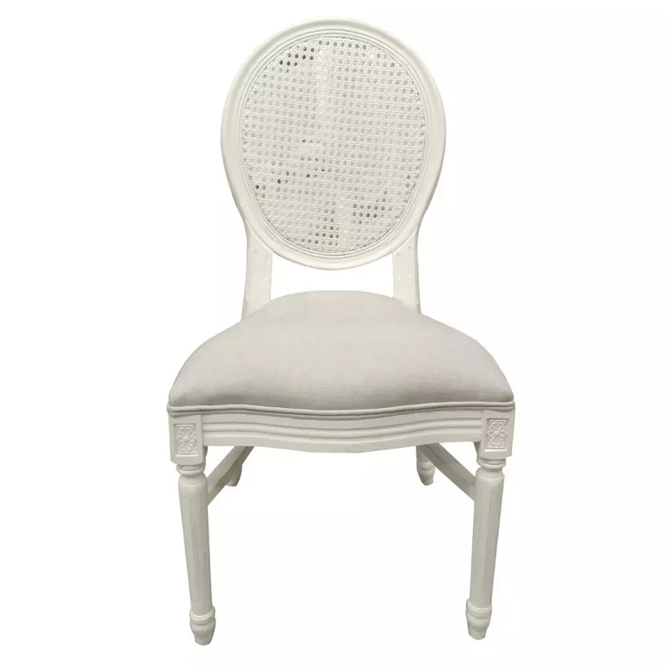 MRS WOODS French Rustic Cream Color White Oak Wood Stackable Wedding Event Rental Chair