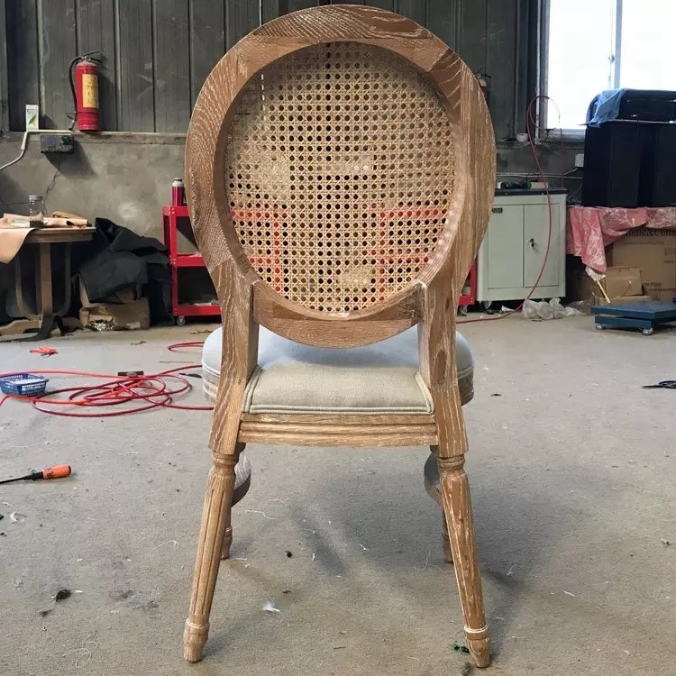 MRS WOODS French Rustic Cream Color White Oak Wood Stackable Wedding Event Rental Chair