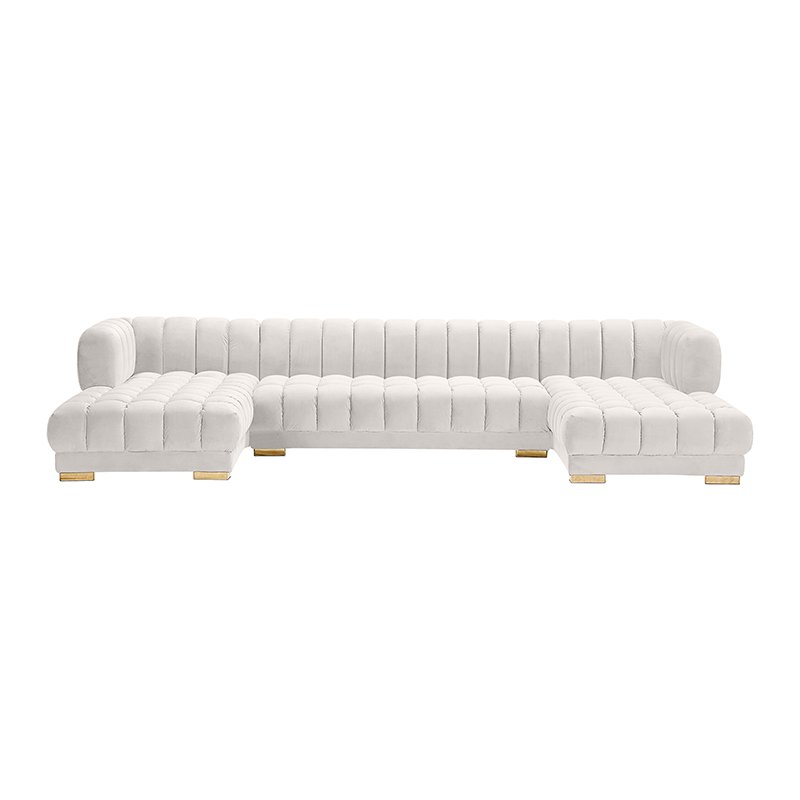 Winforce Wholesale Living Room Furniture Tufted U Shape Luxury Sofa Set Fabric Indoor Sofa Couch Chesterfield Sectional Sofa