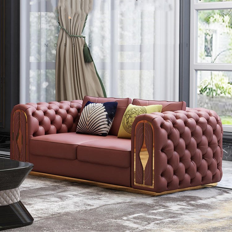 Light luxury leather sofa set living room sectionals couch lounge custom sofa set furniture living room sofa(old)