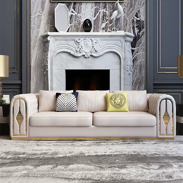 Light luxury leather sofa set living room sectionals couch lounge custom sofa set furniture living room sofa(old)