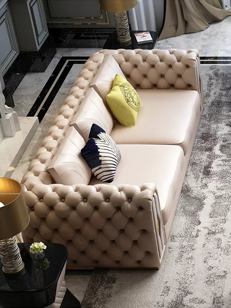 Light luxury leather sofa set living room sectionals couch lounge custom sofa set furniture living room sofa(old)