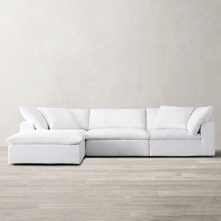 Modern Seating Room Furniture Down Filled Overstuffed L-Shaped Sectional Sofa 4 Piece Modular Couch Light Luxury Chaise Sofa