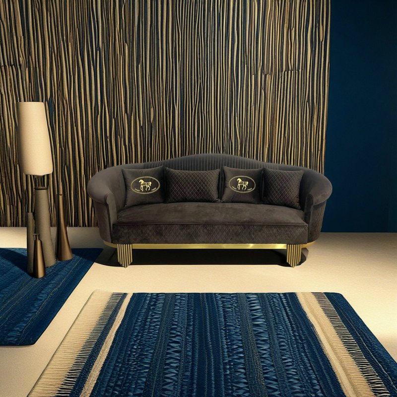 Living Room Sofas Villa Furniture America Loveseat Couch Velvet Fabric Sofa With Golden Stainless Steel Legs