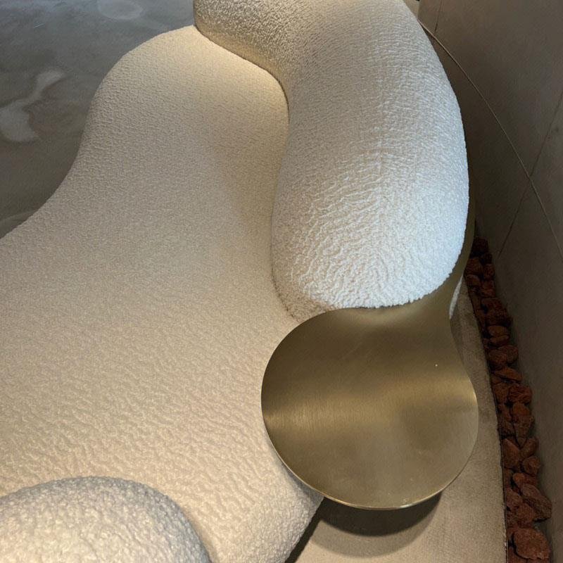 Modern luxury fashion Italian minimalist fabric sofa lambskin curved sofa antique style pea sofa