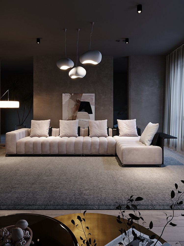 Living Room Sofas Italian light luxury modern simple fabric sofa Nordic corner living room sofa