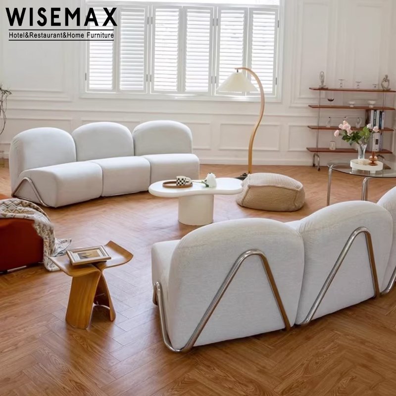 WISEMAX FURNITURE Italian modern living room sofas blue velvet fabric metal legs sectional modular lazy couch floor sofas set