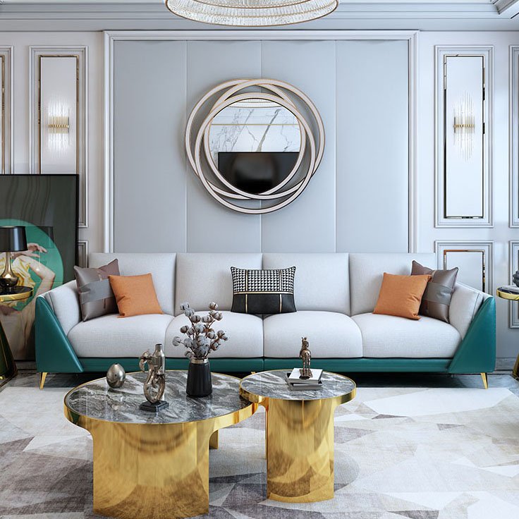 Foshan Factory living room furniture sofa set modern couch Fabric Leather Sofa L-Shape Combination Sofa Set