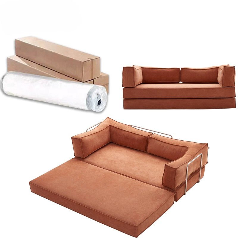 Factory Wholesale Simple Solid Color Style Foldable and Washable Compressed Sofa For Living Room