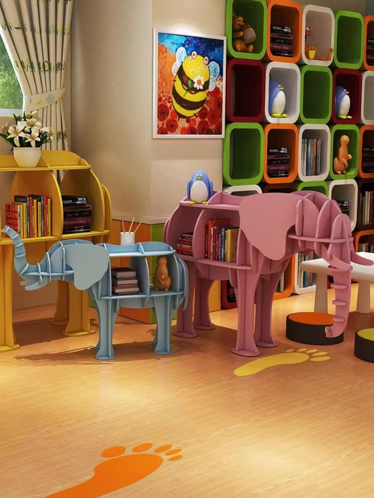 Chiquitos Creative elephant floor bookshelf shelf model room living sofa decoration decoration library exhibition display shelf