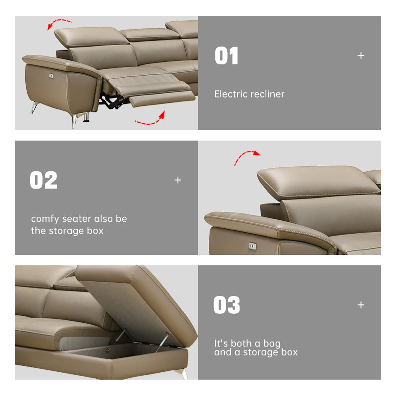 European Modern sofa Electric function reclining seat leather Living Room Sofa Set Furniture Italian design