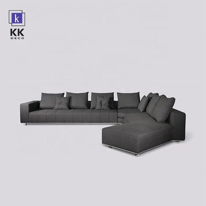 Modern big group deep sofa corner cum bed couches L shape leather living room sofa