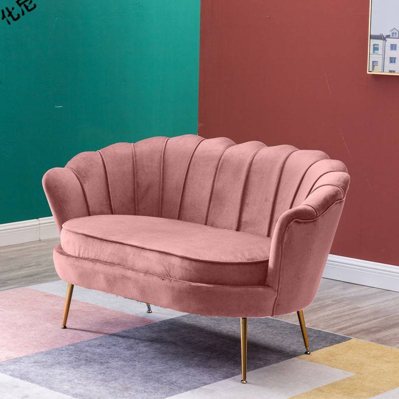 Nordic light luxury fabric sofa modern home living room bedroom simple velvet fabric sofa iron frame