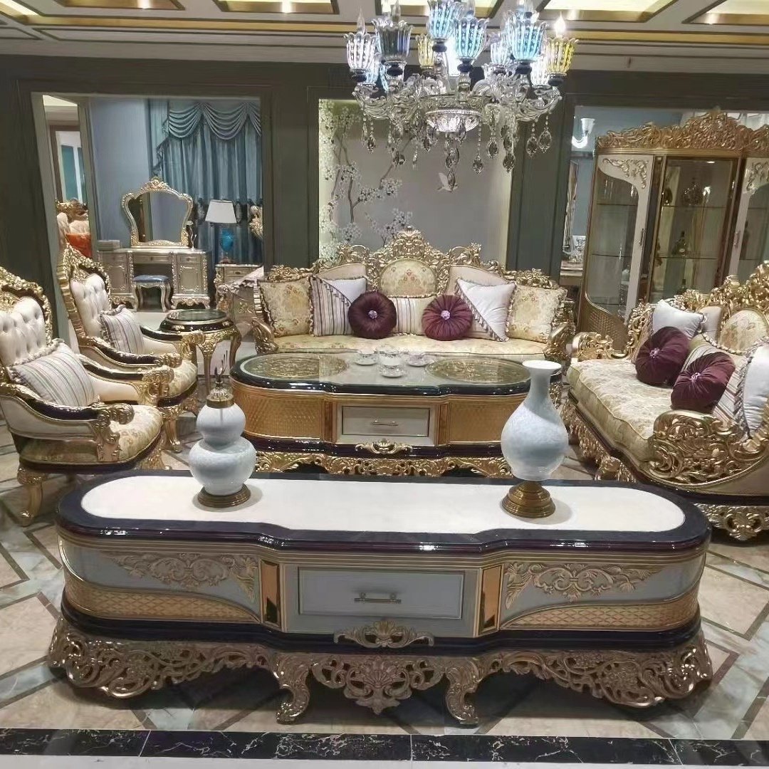 European luxury solid wood carved fabric sofa supplier french villa royal classic turkish funiture living room sofa