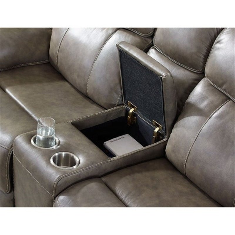 Modern germany living room furniture Top grain leather recliner sofa with console and draw table