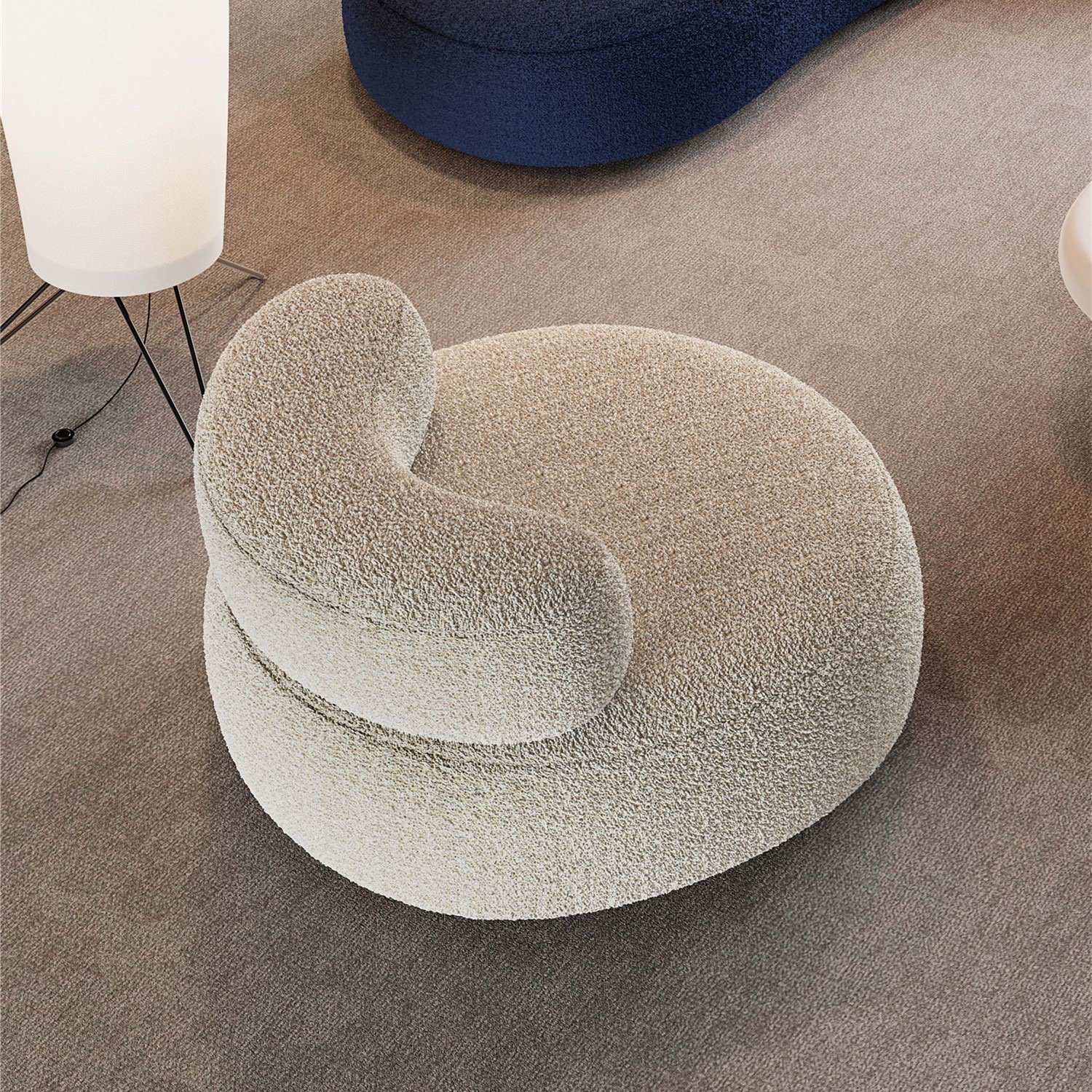 Moon curved sofa, modern light luxury living room, cream ins style, size designer, banana fabric sofa