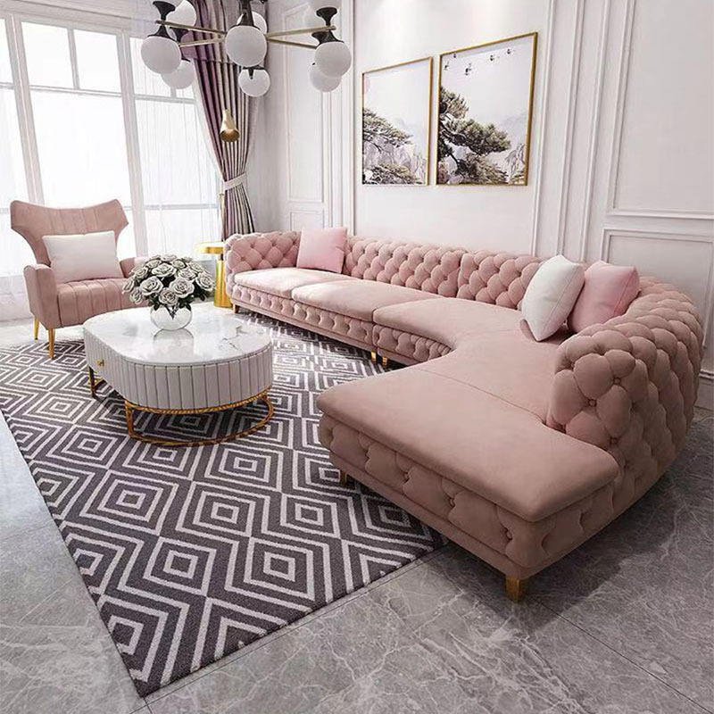 Modern home furniture tufted velvet sofa set fabric combination sofa living room sofa