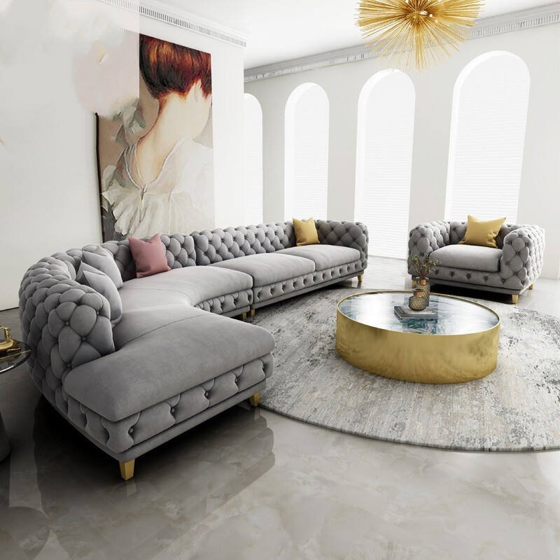 Modern home furniture tufted velvet sofa set fabric combination sofa living room sofa