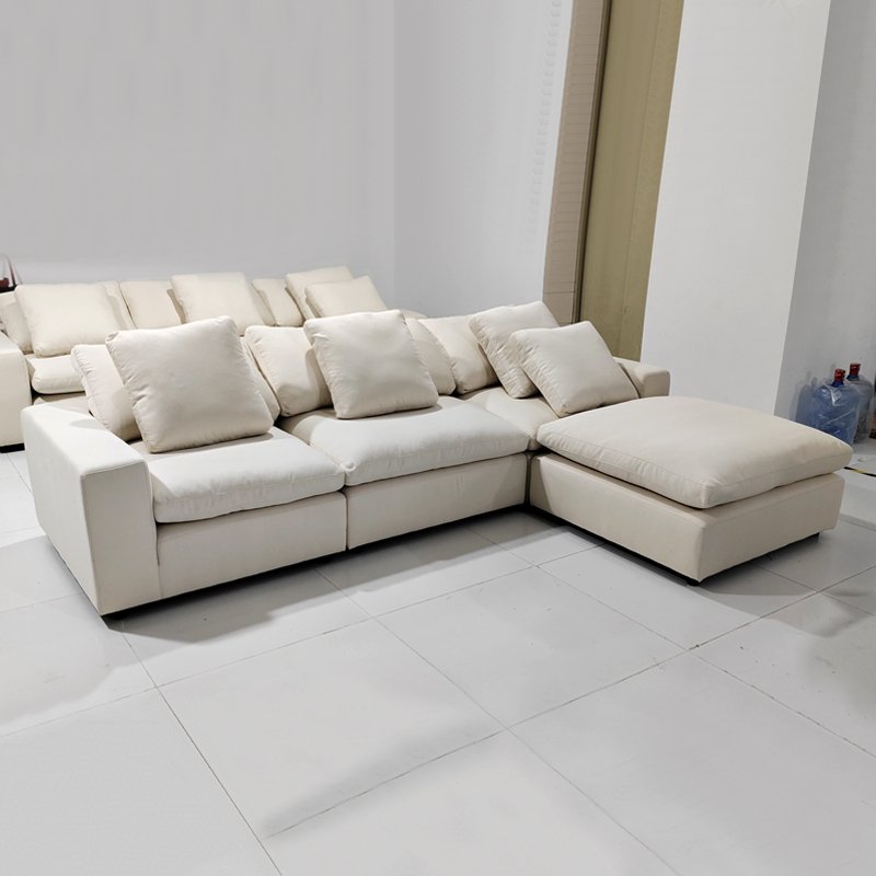 Modern Luxury design Modular Cloud Couch White Velvet fabric Down Feather Villa living room Sofa Bed U Shape Sectional Sofa