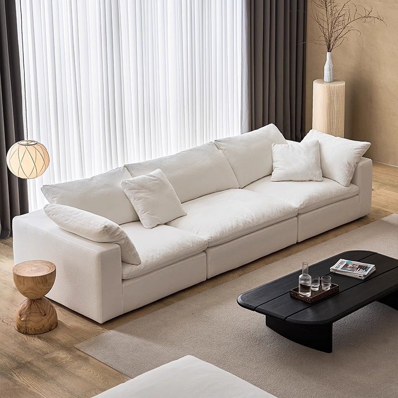 Modern Luxury design Modular Cloud Couch White Velvet fabric Down Feather Villa living room Sofa Bed U Shape Sectional Sofa