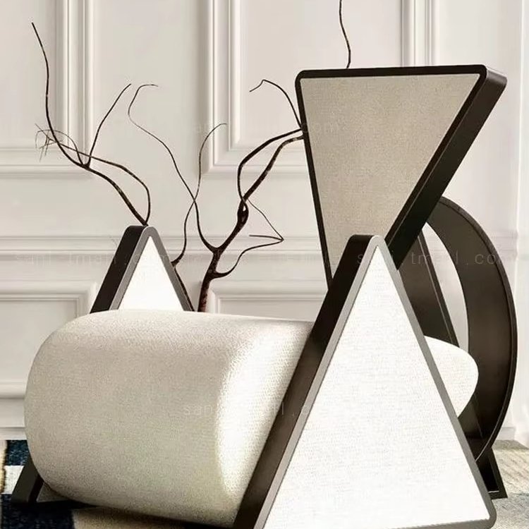 Light luxury metal sofa chair cotton flannelette leisure chair