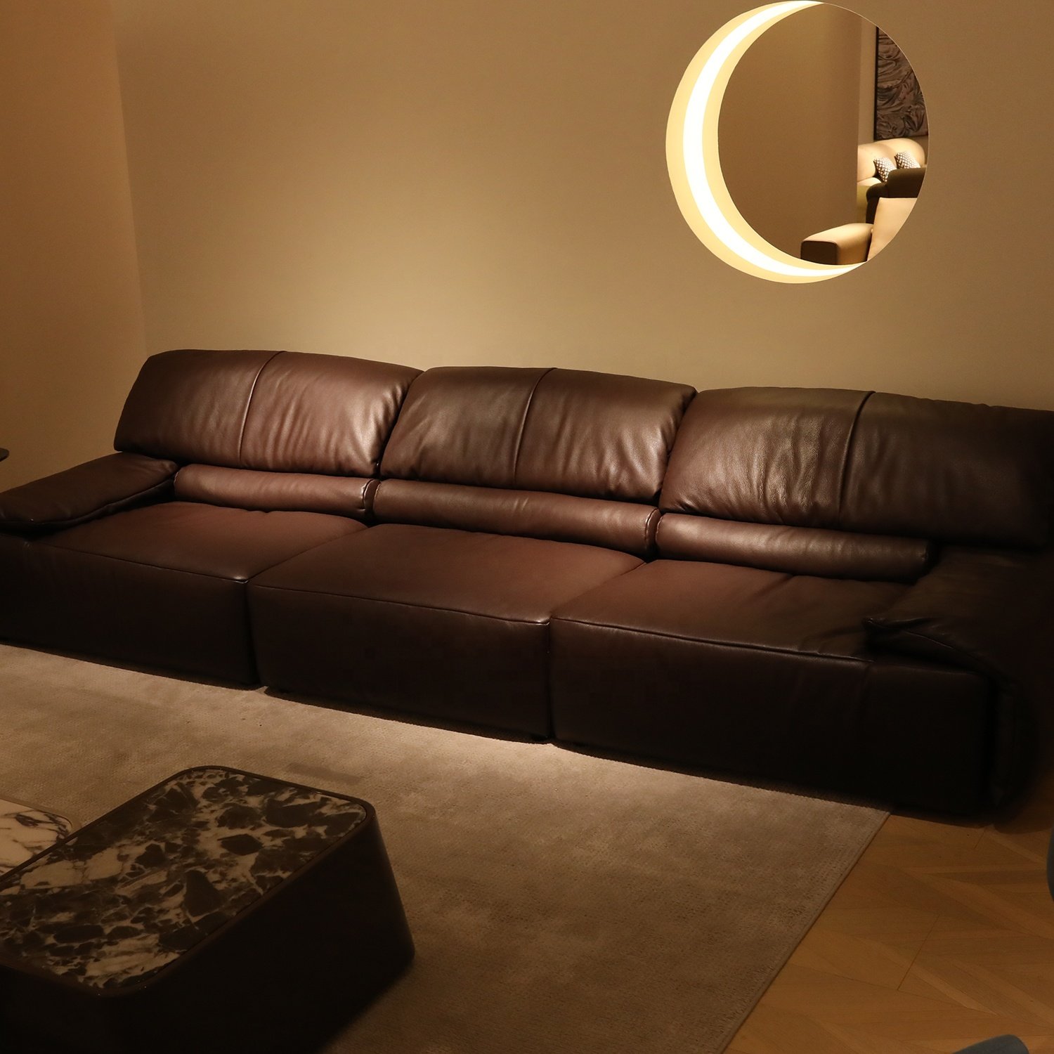 Foshan furniture Custom Made Home Couch Stylish Leather Sofa Design Luxurious 3 seat Fabric comfort sofa Lounge Living Room sofa
