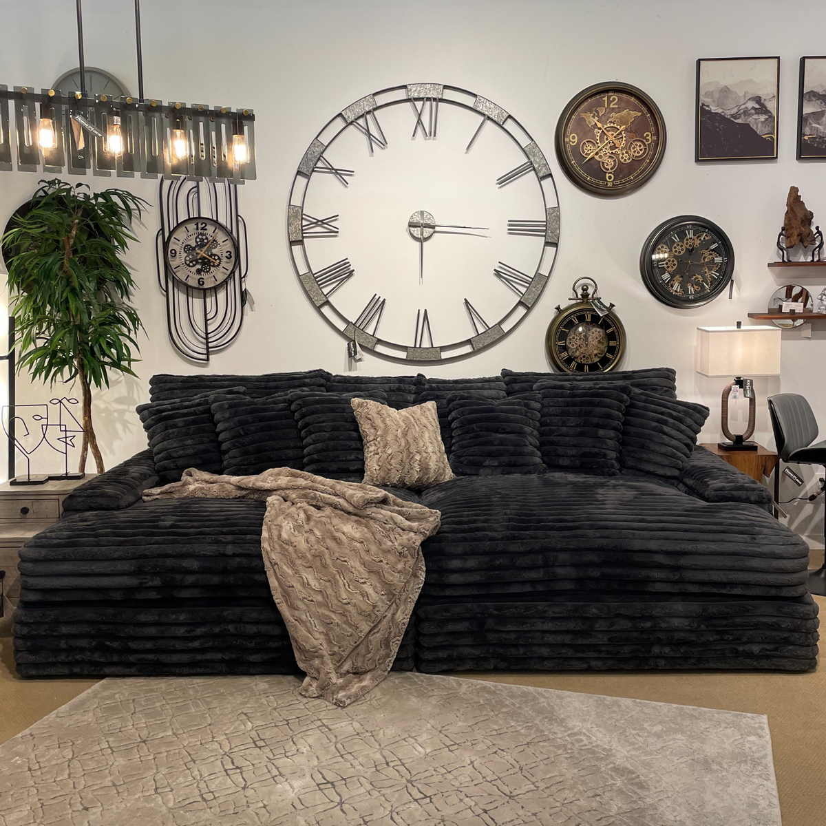 Single And Loveseat Living Room Hot Selling Thick Striped Corduroy Modular Sectional Sofa Couch Set