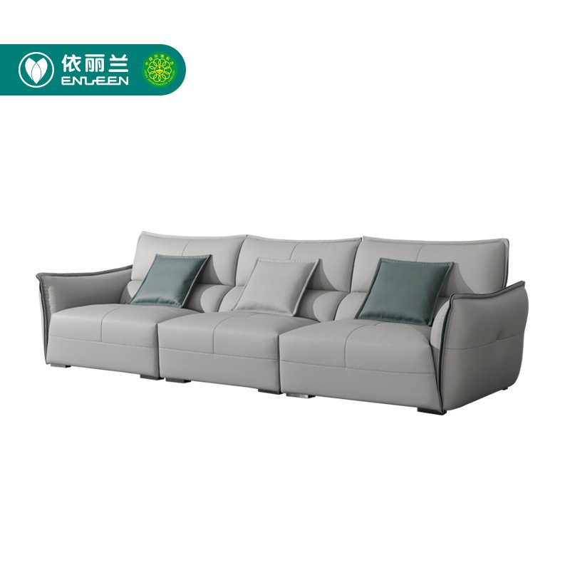 Italian-Style Light Luxury and Leisure Sofa 3 Seat Moran Water-Based Latex Leather Down Filled Living Room Sofa Bed