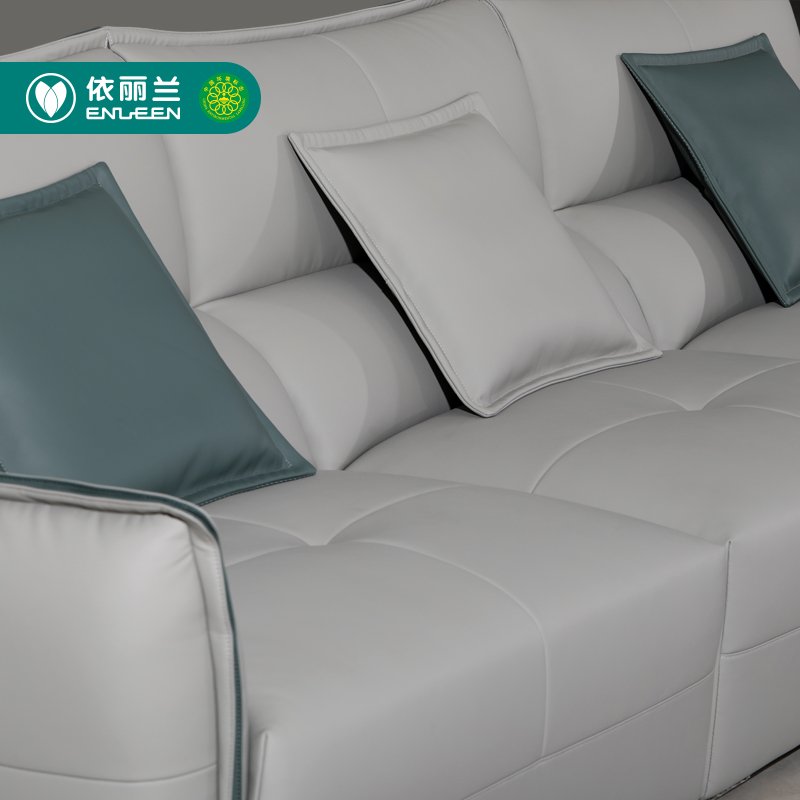Italian-Style Light Luxury and Leisure Sofa 3 Seat Moran Water-Based Latex Leather Down Filled Living Room Sofa Bed