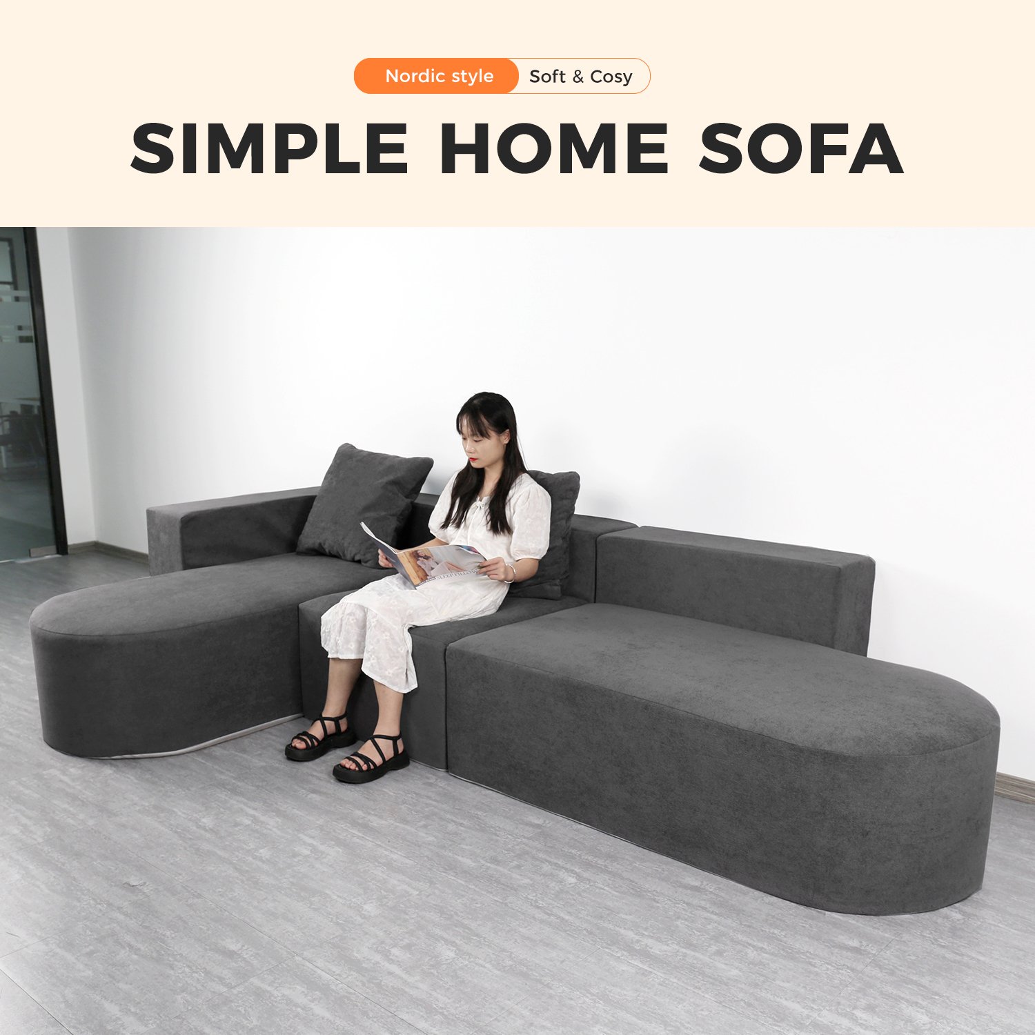 Welcome Customization Compressed Sofa L shape Living Room Sofa with 3 Seats New Design Free Stitching Modular Sofa Bed