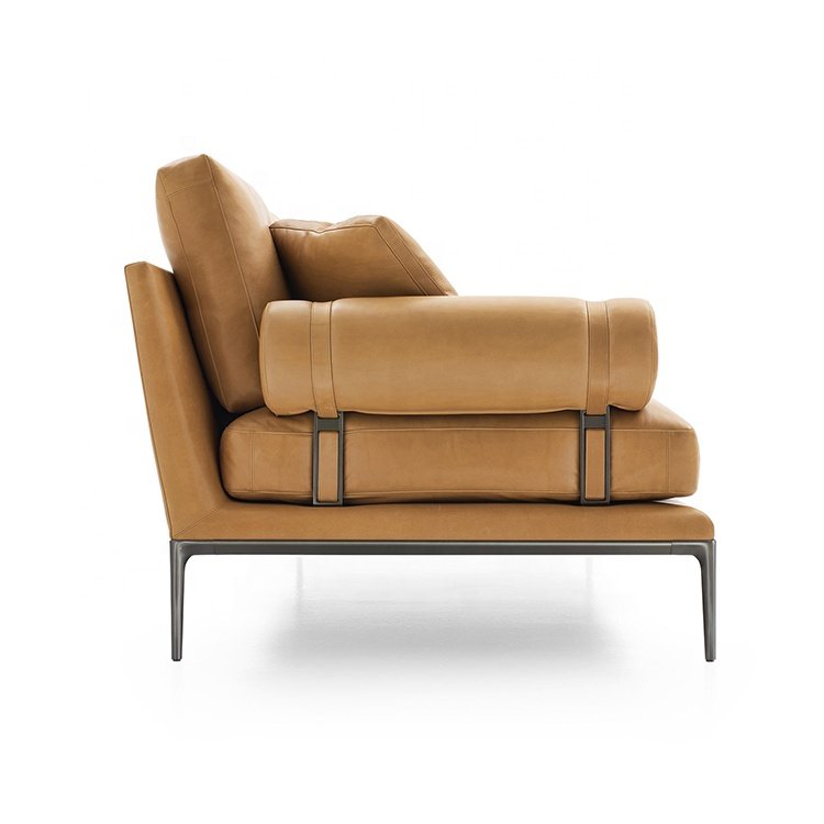Italian Designs Living Room Chaise Lounge Sofa 3 4 Seater Modern Orange Leather Sofa