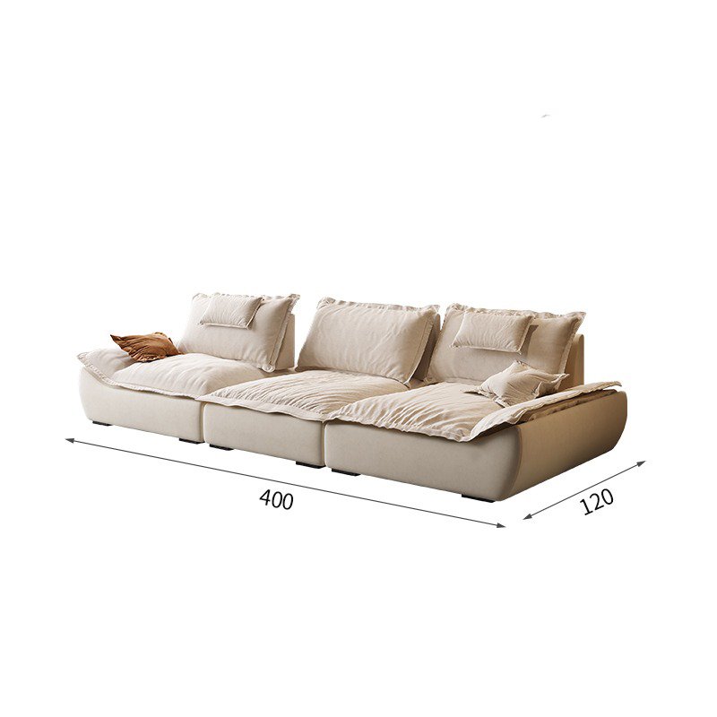 Modern Simple Italian Super Wide Seating Depth Adjustable Backrest Sailboat I Shape Fabric Sofa